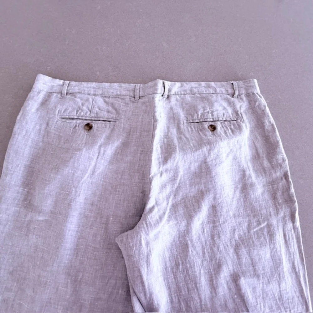 Club Room Pants Men 40x30 Gray Regular Fit Chino Flat Front Linen Luxury Worn 1x